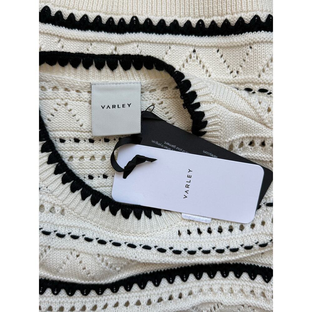 NWT Varley Athena Pointelle Knit Sweater Vest Sleeveless Cotton Egret Cream XS - Picture 7 of 10